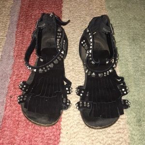 Ash Kid Black Suede Studded Sandal size 13 (31 EU)